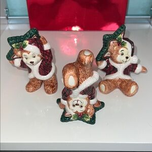 Set of 3  Fitz & Floyd Tumbling Christmas Holiday Santa Teddy Bears. $29 (Set)